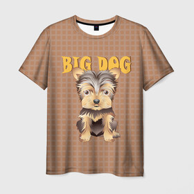 Мужская футболка 3D с принтом Большой пёс в Белгороде, 100% полиэфир | прямой крой, круглый вырез горловины, длина до линии бедер | домашние животные | йоркширский терьер | собака | щенок
