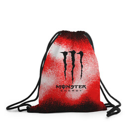 Рюкзак-мешок 3D с принтом MONSTER ENERGY в Белгороде, 100% полиэстер | плотность ткани — 200 г/м2, размер — 35 х 45 см; лямки — толстые шнурки, застежка на шнуровке, без карманов и подкладки | energy | monster energy | монстр | монстр энерджи