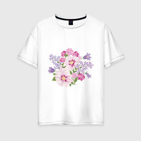Женская футболка хлопок Oversize с принтом Полевые цветы в Белгороде, 100% хлопок | свободный крой, круглый ворот, спущенный рукав, длина до линии бедер
 | арт | лето | полевые | цветы