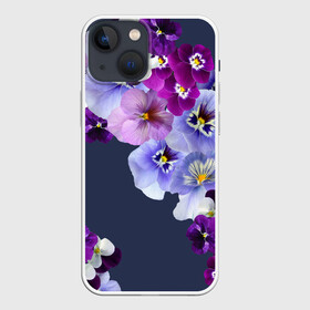 Чехол для iPhone 13 mini с принтом Анютки в Белгороде,  |  | flowers | анютиныглазки | анютки | бабочки | букет | бутоны | глазки | девушке | женщинам | лепестки | летний | лето | листья | любимая | любовь | март | многоцветов | нежный | природа | растения | сад