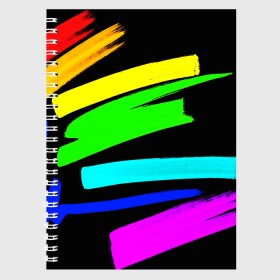 Тетрадь с принтом НЕОНОВЫЕ КРАСКИ в Белгороде, 100% бумага | 48 листов, плотность листов — 60 г/м2, плотность картонной обложки — 250 г/м2. Листы скреплены сбоку удобной пружинной спиралью. Уголки страниц и обложки скругленные. Цвет линий — светло-серый
 | abstraction | geometry | optic | optical | pattern | visual | абстракция | геометрия | линии | оптические | оптический узор | полосы | психоделика | разводы | текстуры | узор | узоры | фрактал