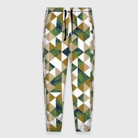 Мужские брюки 3D с принтом Хипстерские треугольники в Белгороде, 100% полиэстер | манжеты по низу, эластичный пояс регулируется шнурком, по бокам два кармана без застежек, внутренняя часть кармана из мелкой сетки | hawaii | hipster | pattern | summer | гаваи | гавайи | гавайская | летняя | лето | листы | листья | модная | отдых | отпуск | пальмы | паттерн | текстура | треугольники | хипстер | яркая