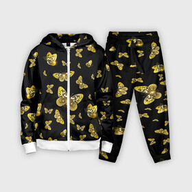 Детский костюм 3D с принтом Golden Butterfly pattern в Белгороде,  |  | black | pattern | summer | wings | ангел | бабочка | бабочки | блестки | блестящий | девушке | желтые | животные | звери | золото | золотые | крылья | летать | летний | лето | мотылек | насекомое | ночные | паттерн