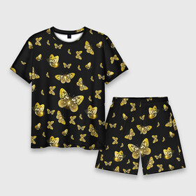 Мужской костюм с шортами 3D с принтом Golden Butterfly pattern в Белгороде,  |  | black | pattern | summer | wings | ангел | бабочка | бабочки | блестки | блестящий | девушке | желтые | животные | звери | золото | золотые | крылья | летать | летний | лето | мотылек | насекомое | ночные | паттерн