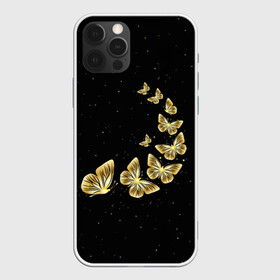 Чехол для iPhone 12 Pro с принтом Golden Butterfly in Space в Белгороде, силикон | область печати: задняя сторона чехла, без боковых панелей | black | summer | wings | ангел | бабочка | бабочки | блестки | блестящий | девушке | желтые | животные | звезды | звери | золото | золотые | космос | крылья | летать | летний | лето | мотылек | насекомое | ночные