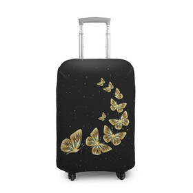 Чехол для чемодана 3D с принтом Golden Butterfly in Space в Белгороде, 86% полиэфир, 14% спандекс | двустороннее нанесение принта, прорези для ручек и колес | black | summer | wings | ангел | бабочка | бабочки | блестки | блестящий | девушке | желтые | животные | звезды | звери | золото | золотые | космос | крылья | летать | летний | лето | мотылек | насекомое | ночные