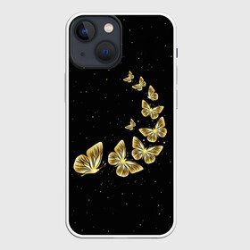 Чехол для iPhone 13 mini с принтом Golden Butterfly in Space в Белгороде,  |  | black | summer | wings | ангел | бабочка | бабочки | блестки | блестящий | девушке | желтые | животные | звезды | звери | золото | золотые | космос | крылья | летать | летний | лето | мотылек | насекомое | ночные