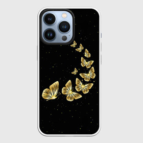 Чехол для iPhone 13 Pro с принтом Golden Butterfly in Space в Белгороде,  |  | Тематика изображения на принте: black | summer | wings | ангел | бабочка | бабочки | блестки | блестящий | девушке | желтые | животные | звезды | звери | золото | золотые | космос | крылья | летать | летний | лето | мотылек | насекомое | ночные