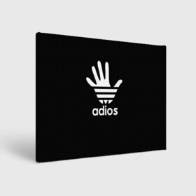 Холст прямоугольный с принтом Adios в Белгороде, 100% ПВХ |  | adidas | adios | адидас | адьос | бренд | ладонь | мем | отпечаток | рука