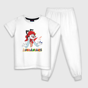 Детская пижама хлопок с принтом Animaniacs в Белгороде, 100% хлопок |  брюки и футболка прямого кроя, без карманов, на брюках мягкая резинка на поясе и по низу штанин
 | Тематика изображения на принте: animaniacs | vdpartat | wakko warner | вакко уорнер | озорные анимашки
