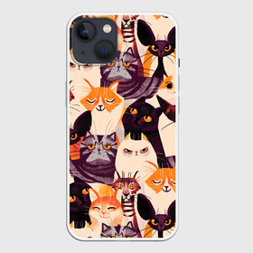 Чехол для iPhone 13 с принтом КОТИКИ в Белгороде,  |  | cat | взгляд | кот | кот хипстер | котёнок | котятки | котятушки | кошечки | кошка | мордочка