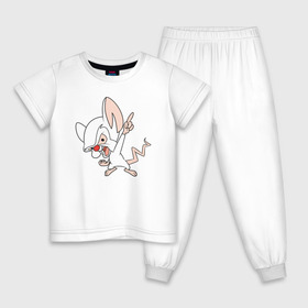 Детская пижама хлопок с принтом Брейн.Animaniacs в Белгороде, 100% хлопок |  брюки и футболка прямого кроя, без карманов, на брюках мягкая резинка на поясе и по низу штанин
 | animaniacs | vdpartat | белая мышь | брейн | гений | озорные анимашки