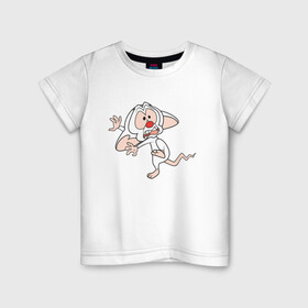 Детская футболка хлопок с принтом Брейн и Пинки в Белгороде, 100% хлопок | круглый вырез горловины, полуприлегающий силуэт, длина до линии бедер | animaniacs | vdpartat | белая мышь | брейн | гений | глупая мышь | озорные анимашки | пинки
