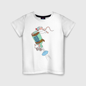 Детская футболка хлопок с принтом Брейн и Пинки.Animaniacs в Белгороде, 100% хлопок | круглый вырез горловины, полуприлегающий силуэт, длина до линии бедер | animaniacs | vdpartat | белая мышь | брейн | гений | глупая мышь | озорные анимашки | пинки