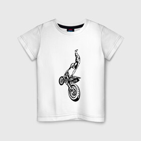 Детская футболка хлопок с принтом Мотоспорт (Z) в Белгороде, 100% хлопок | круглый вырез горловины, полуприлегающий силуэт, длина до линии бедер | enduro | ktm | moto | motocycle | sportmotorcycle | ктм | мото | мотокросс | мотоспорт