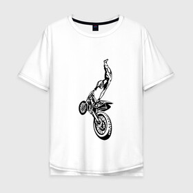 Мужская футболка хлопок Oversize с принтом Мотоспорт (Z) в Белгороде, 100% хлопок | свободный крой, круглый ворот, “спинка” длиннее передней части | enduro | ktm | moto | motocycle | sportmotorcycle | ктм | мото | мотокросс | мотоспорт