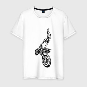 Мужская футболка хлопок с принтом Мотоспорт (Z) в Белгороде, 100% хлопок | прямой крой, круглый вырез горловины, длина до линии бедер, слегка спущенное плечо. | enduro | ktm | moto | motocycle | sportmotorcycle | ктм | мото | мотокросс | мотоспорт