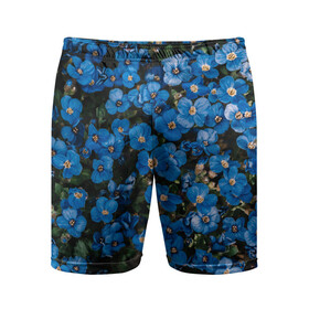 Мужские шорты спортивные с принтом Поле синих цветов фиалки лето в Белгороде,  |  | голубые цветочки | лето | луг | незабудки | поле | поляна | синие цветы | узор из цветов | фиалки | фото реализм | цветы