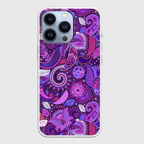 Чехол для iPhone 13 Pro с принтом фиолетовый этнический дудлинг в Белгороде,  |  | геометрия | дудлинг | дудлы | линии | рисунок | точки | узоры | фигуры | фиолетовый | цветы | этнический