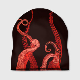 Шапка 3D с принтом Red Octopus в Белгороде, 100% полиэстер | универсальный размер, печать по всей поверхности изделия | 
