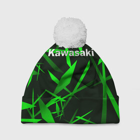 Шапка 3D c помпоном с принтом Kawasaki в Белгороде, 100% полиэстер | универсальный размер, печать по всей поверхности изделия | kawasaki | moto | дорога | кавасаки | машина | мотокросс | мотоцикл | мотоциклы