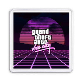 Магнит 55*55 с принтом GTA VICE CITY в Белгороде, Пластик | Размер: 65*65 мм; Размер печати: 55*55 мм | grand theft auto | grove street | grove street 4 life | gta | gta 4 | gta 5 | gta sa | gta v | gta vice city | neon | samp | san andreas | vice city | грув стрит | игры | неон | самп | сан андреас