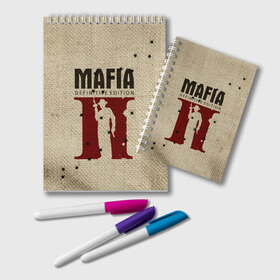 Блокнот с принтом Mafia 2 в Белгороде, 100% бумага | 48 листов, плотность листов — 60 г/м2, плотность картонной обложки — 250 г/м2. Листы скреплены удобной пружинной спиралью. Цвет линий — светло-серый
 | 2 | 2020 | definitive | edition | mafia | банда | вито | гангстеры | герои | дон | игра | капоне | компьютерная | корлеоне | крестный | культ | мафия | мешковина | настольная | отец | персонаж | фильм