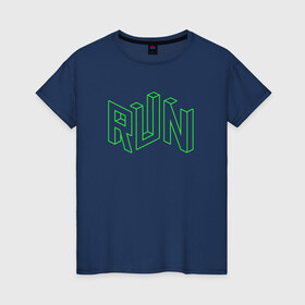 Женская футболка хлопок с принтом Run в Белгороде, 100% хлопок | прямой крой, круглый вырез горловины, длина до линии бедер, слегка спущенное плечо | russiarunning | бег | раша ранинг | спорт