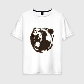 Женская футболка хлопок Oversize с принтом Медведь (Z) в Белгороде, 100% хлопок | свободный крой, круглый ворот, спущенный рукав, длина до линии бедер
 | bear | tedy | бурый | касолапый | косолапый | лапа | лапы | медвед | медведь | миша | мишаня | мишка | мишуня | теди | умка