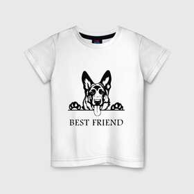 Детская футболка хлопок с принтом ОВЧАРКА BEST FRIEND (Z) в Белгороде, 100% хлопок | круглый вырез горловины, полуприлегающий силуэт, длина до линии бедер | best friend | dog | doggie | doggy | авчарка | друг человека | другу | кинолог | лабрадор | мохнатый | овчарка | пес | пёсель | пёсик | подарок | подруге | собака | собакен | собаки | собачка | собачнику