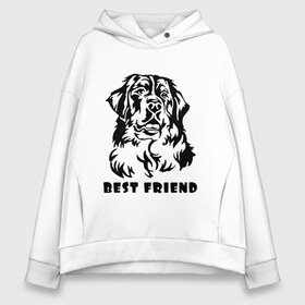 Женское худи Oversize хлопок с принтом BEST FRIEND (Z) в Белгороде, френч-терри — 70% хлопок, 30% полиэстер. Мягкий теплый начес внутри —100% хлопок | боковые карманы, эластичные манжеты и нижняя кромка, капюшон на магнитной кнопке | best friend | dog | doggie | doggy | друг человека | другу | кинолог | лабрадор | мохнатый | пес | пёсель | пёсик | подарок | подруге | собака | собакен | собаки | собачка | собачнику