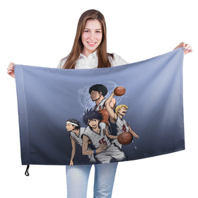 Флаг 3D с принтом команда мечты в Белгороде, 100% полиэстер | плотность ткани — 95 г/м2, размер — 67 х 109 см. Принт наносится с одной стороны | ahiru no sora | аниме | баскетбол | манга | спорт