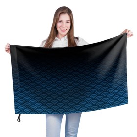 Флаг 3D с принтом Узор круги темный синий в Белгороде, 100% полиэстер | плотность ткани — 95 г/м2, размер — 67 х 109 см. Принт наносится с одной стороны | геометрия | градиент | круги | море | переход цвета | синий | текстура | темный | узор