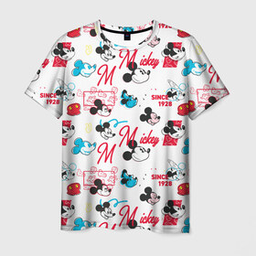 Мужская футболка 3D с принтом Mickey Mouse, в Белгороде, 100% полиэфир | прямой крой, круглый вырез горловины, длина до линии бедер | Тематика изображения на принте: disney | mickey mouse | vdpartat | дисней | маус | мики | микки | микки маус | мышонок микки | паттерн | текстура