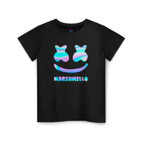 Детская футболка хлопок с принтом Marshmello в Белгороде, 100% хлопок | круглый вырез горловины, полуприлегающий силуэт, длина до линии бедер | Тематика изображения на принте: fortnite | marshmello | диджей | маршмелло | маршмеллоу | маршмелоу | музыка | фортнайт