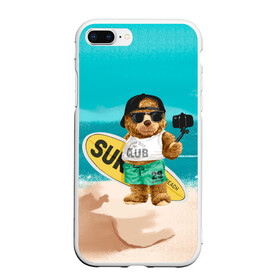 Чехол для iPhone 7Plus/8 Plus матовый с принтом Медвежонок серфер в Белгороде, Силикон | Область печати: задняя сторона чехла, без боковых панелей | лето | медведь | медвежонок | море | отдых | отпуск | плюшевый | плюшевый медведь | пляж | серфер