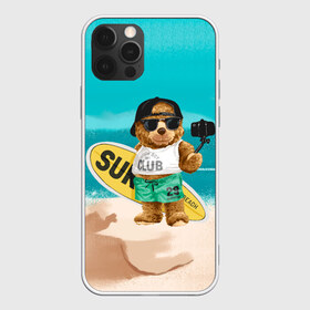 Чехол для iPhone 12 Pro Max с принтом Медвежонок серфер в Белгороде, Силикон |  | лето | медведь | медвежонок | море | отдых | отпуск | плюшевый | плюшевый медведь | пляж | серфер