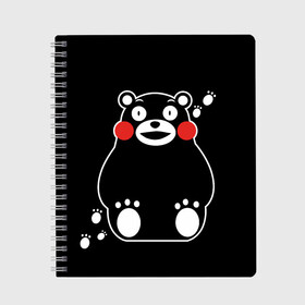 Тетрадь с принтом Kumamon в Белгороде, 100% бумага | 48 листов, плотность листов — 60 г/м2, плотность картонной обложки — 250 г/м2. Листы скреплены сбоку удобной пружинной спиралью. Уголки страниц и обложки скругленные. Цвет линий — светло-серый
 | fire | for | glory | hell | japan | kumamon | of course | ofc | satan | the | иероглифы | кумамон | медведь | огонь | пожар | сатана | япония