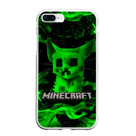 Чехол для iPhone 7Plus/8 Plus матовый с принтом MINECRAFT CREEPER CAT в Белгороде, Силикон | Область печати: задняя сторона чехла, без боковых панелей | creeper | game | minecraft | блоки | игра | квадраты | компьютерная | кот | котенок | кошка | крипер | майнкрафт | огонь