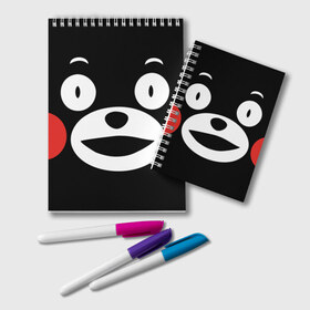 Блокнот с принтом Kumamon в Белгороде, 100% бумага | 48 листов, плотность листов — 60 г/м2, плотность картонной обложки — 250 г/м2. Листы скреплены удобной пружинной спиралью. Цвет линий — светло-серый
 | fire | for | glory | hell | japan | kumamon | of course | ofc | satan | the | иероглифы | кумамон | медведь | огонь | пожар | сатана | япония