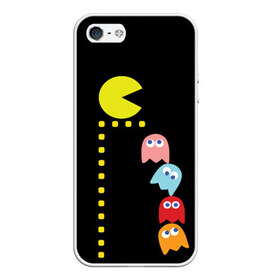 Чехол для iPhone 5/5S матовый с принтом Pac-man в Белгороде, Силикон | Область печати: задняя сторона чехла, без боковых панелей | Тематика изображения на принте: old school | retro game | video game | видео игры | ретро игры