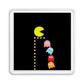 Магнит 55*55 с принтом Pac-man в Белгороде, Пластик | Размер: 65*65 мм; Размер печати: 55*55 мм | old school | retro game | video game | видео игры | ретро игры