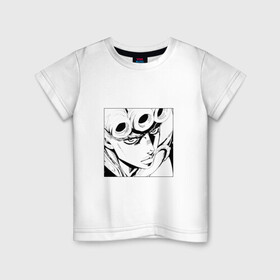 Детская футболка хлопок с принтом Джорно джоджо в Белгороде, 100% хлопок | круглый вырез горловины, полуприлегающий силуэт, длина до линии бедер | anime | golde wind | jojo | аниме | джоджо | джорно джованна | жожо | манга | мультик | мультфильм | персонаж