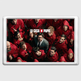 Магнит 45*70 с принтом Бумажный дом | La Casa de Papel (Z) в Белгороде, Пластик | Размер: 78*52 мм; Размер печати: 70*45 | Тематика изображения на принте: la casa de papel | netflix | берлин | бумажный дом | лиссабон | профессор | сальва | токио