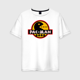 Женская футболка хлопок Oversize с принтом PAC-MAN в Белгороде, 100% хлопок | свободный крой, круглый ворот, спущенный рукав, длина до линии бедер
 | old school | retro game | video game | видео игры | ретро игры
