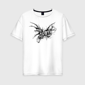 Женская футболка хлопок Oversize с принтом Batman Arkham Knight в Белгороде, 100% хлопок | свободный крой, круглый ворот, спущенный рукав, длина до линии бедер
 | batman | batman arkham knight | vdzabma | бэтмен | бэтмен рыцарь аркхема