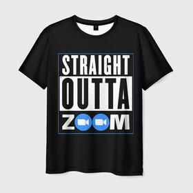 Мужская футболка 3D с принтом ZOOM в Белгороде, 100% полиэфир | прямой крой, круглый вырез горловины, длина до линии бедер | skype | video | zoom | видео | дома | интернет | обучение | приложение | сиди | скайп | университет | школа