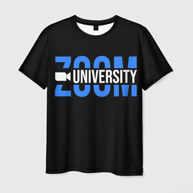Мужская футболка 3D с принтом ZOOM в Белгороде, 100% полиэфир | прямой крой, круглый вырез горловины, длина до линии бедер | skype | video | zoom | видео | дома | интернет | обучение | приложение | сиди | скайп | университет | школа