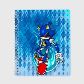 Тетрадь с принтом Metal Sonic в Белгороде, 100% бумага | 48 листов, плотность листов — 60 г/м2, плотность картонной обложки — 250 г/м2. Листы скреплены сбоку удобной пружинной спиралью. Уголки страниц и обложки скругленные. Цвет линий — светло-серый
 | metal sonic | видеоигры | поколения ежик соник | робот | супер ёж