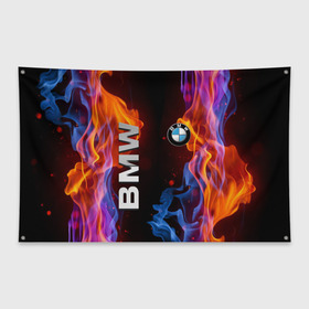 Флаг-баннер с принтом BMW в Белгороде, 100% полиэстер | размер 67 х 109 см, плотность ткани — 95 г/м2; по краям флага есть четыре люверса для крепления | bmw | авто | автомобиль | бмв | логотип | марка | машина | надпись | огонь | пламя | текстура